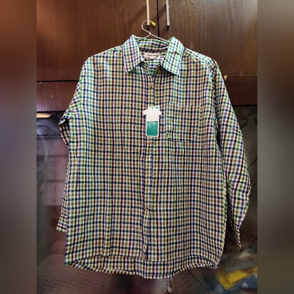 Splendid Tops - Check button down cotton collar shirt( size L)
